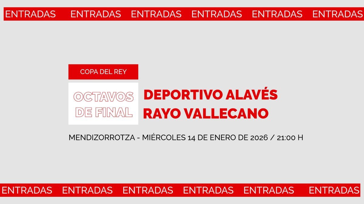 Bilete disponibile pentru meciul Rayo Vallecano – Deportivo Alavés Fanii echipei Rayo Vallecano pot începe să se pregătească pentru întâlnirea din optimile Cupei Regelui, programată pe 14 ianuarie, când formația din Vallecas va înfrunta pe Deportivo Alavés