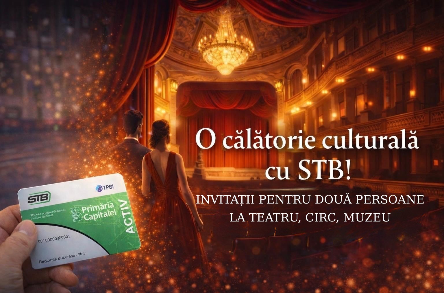 Bucureștenii au parte de o inițiativă culturală în mijlocul transportului public: concursuri pentru invitații la teatru și spectacole Primăria Capitalei, prin intermediul Direcției de Cultură, Învățământ, Turism, și Societatea de Transport București (STB), lansează o campanie menită să apropie bucureștenii de cultura locală printr-un proiect inovator