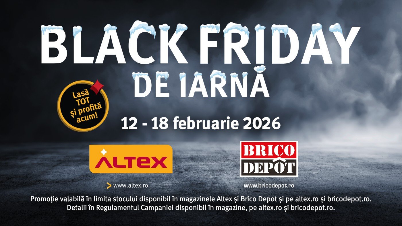 Altex, Media Galaxy și Brico Depot lansează Black Friday de iarnă pe 12 februarie Pe 12 februarie, Altex, Media Galaxy și Brico Depot vor da startul unei săptămâni de reduceri impresionante, în cadrul campaniei Black Friday de iarnă