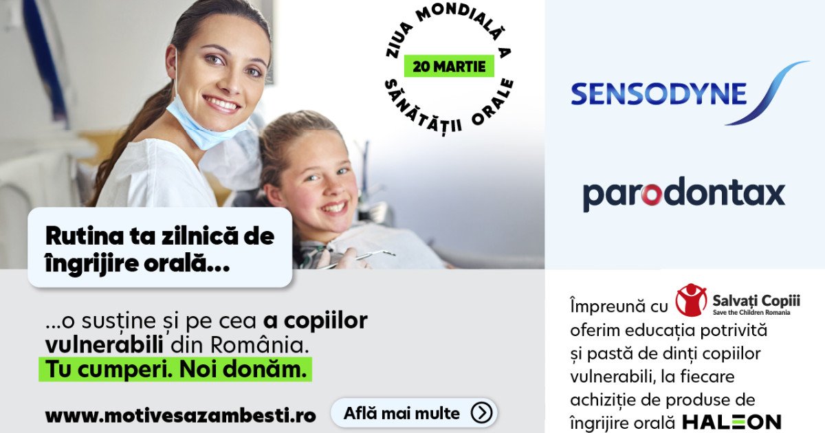 Mii de copii din comunități vulnerabile din România vor beneficia de îngrijire orală gratuită, într-un proiect recent lansat în parteneriat între Haleon România și Asociația Salvați Copiii