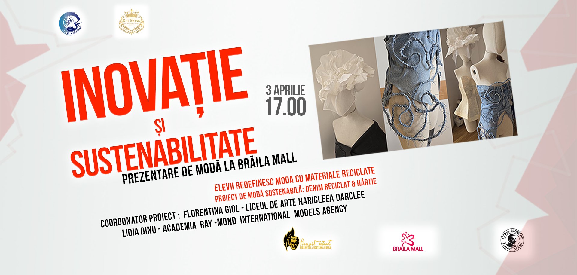 Brăila Mall găzduiește vineri, 3 aprilie, un eveniment dedicat modului în care moda și sustenabilitatea pot coexista în contextul actual, oferind publicului o reprezentație de fashion sustenabil, realizată în întregime de elevi de liceu