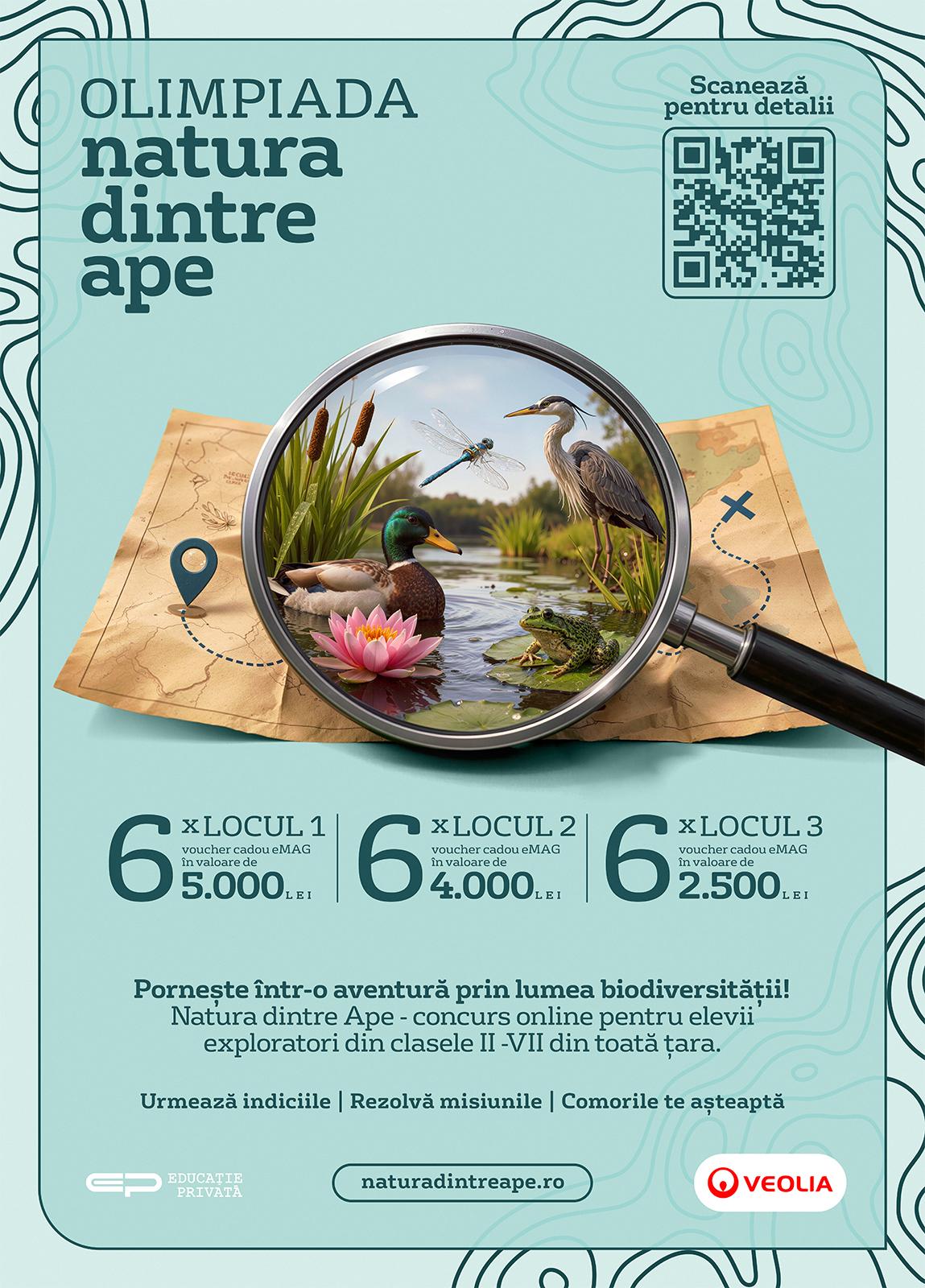 Veolia România extinde competiția educațională „Natura dintre Ape” la nivel național Competiția educațională dedicată biodiversității, inițiată de Apa Nova București, companie a Grupului Veolia, devine de anul acesta un proiect național, destinat elevilor din întreaga țară