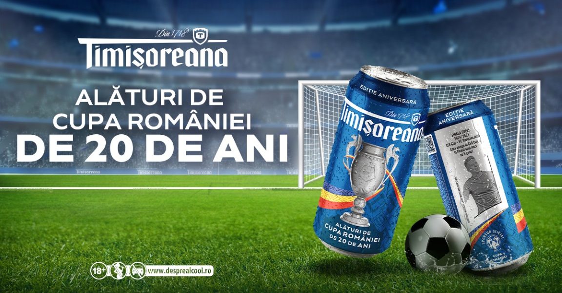 Timișoreana sărbătorește 20 de ani, alături de Cupa României la fotbal