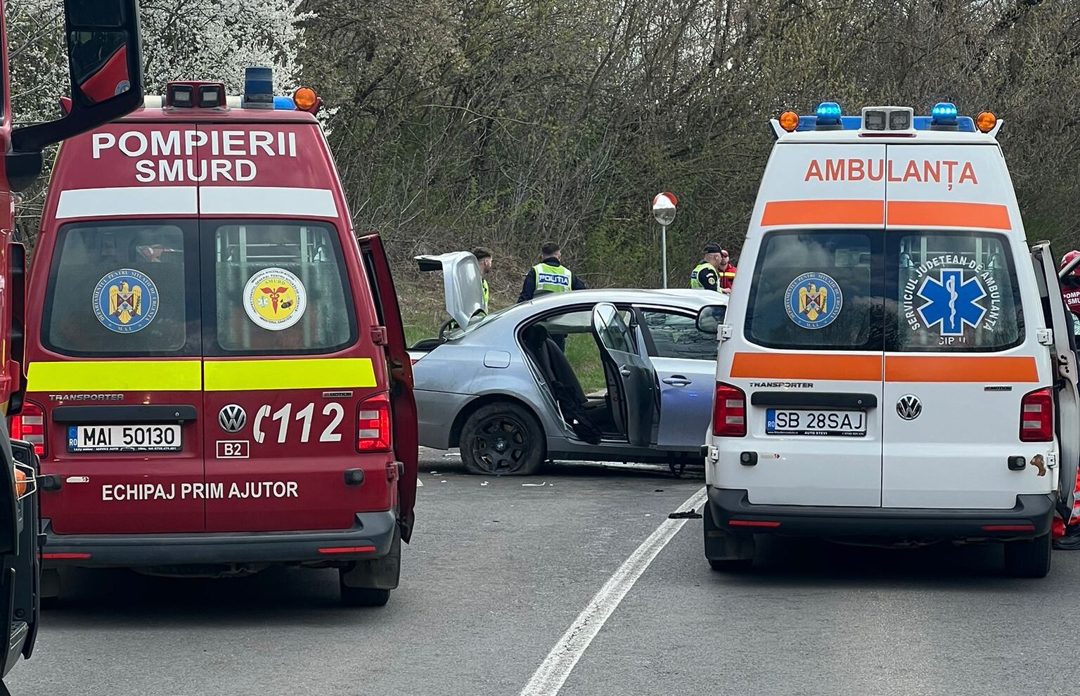 Accident DN 3 Călărași: 4 răniți, un copil, elicopter SMURD chemat