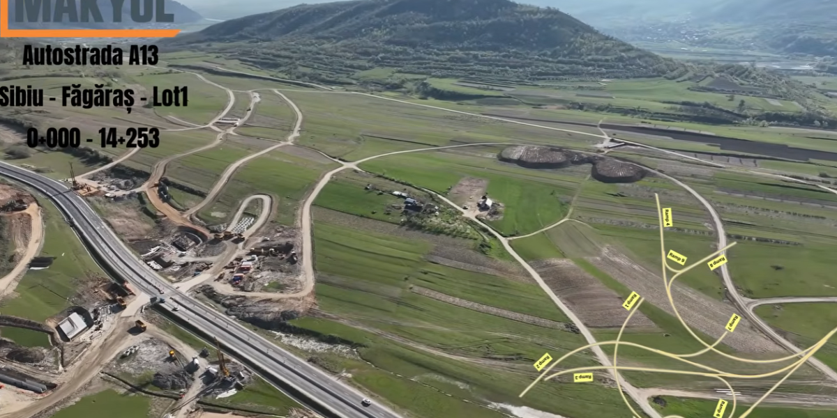 A13 Sibiu-Făgăraș: Cum se mișcă lucrările la nodul rutier-vedetă din România