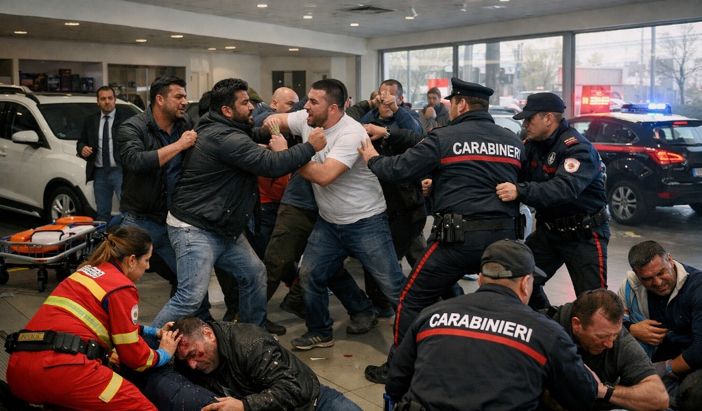 Bătaie ca-n filme într-un dealer auto din Italia: Români, indieni și pakistanezi, scandal total!