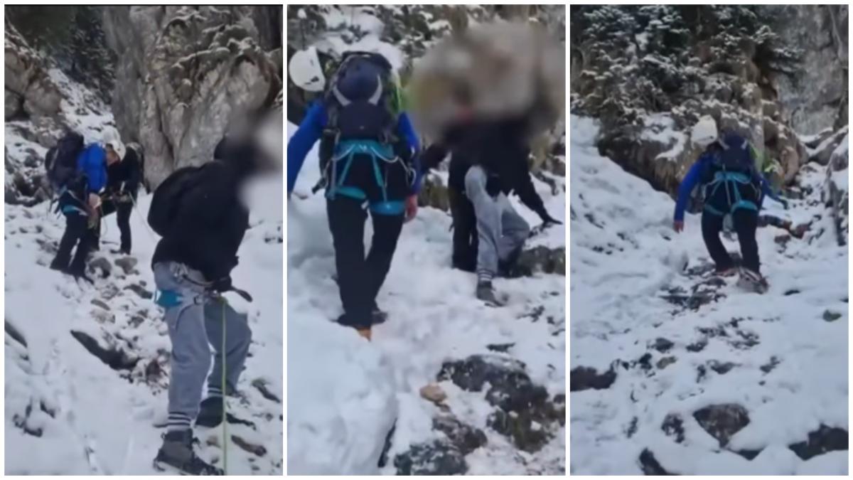 Doi turiști, salvați de pe munte: „Am stat culcați pe burtă o oră!”