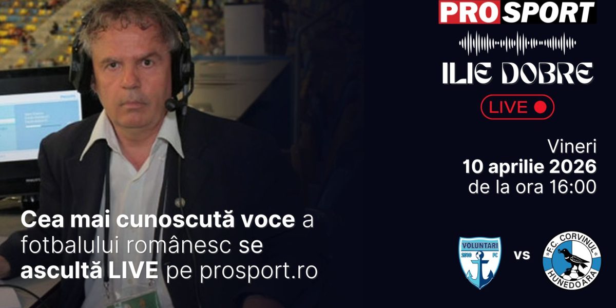 Ilie Dobre, comentator pro, relatează live meciul fc Voluntari pe ProSport