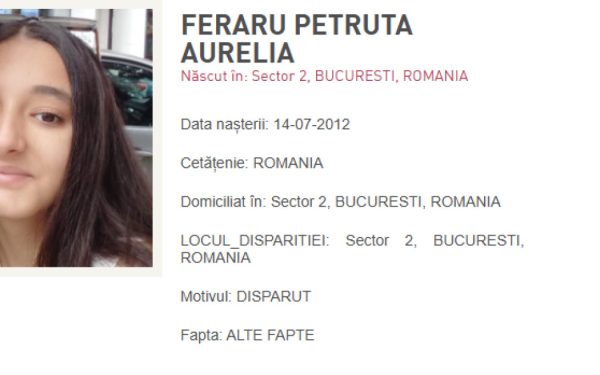 Fată dispărută Sector 2: Alertă Ro-Alert în București