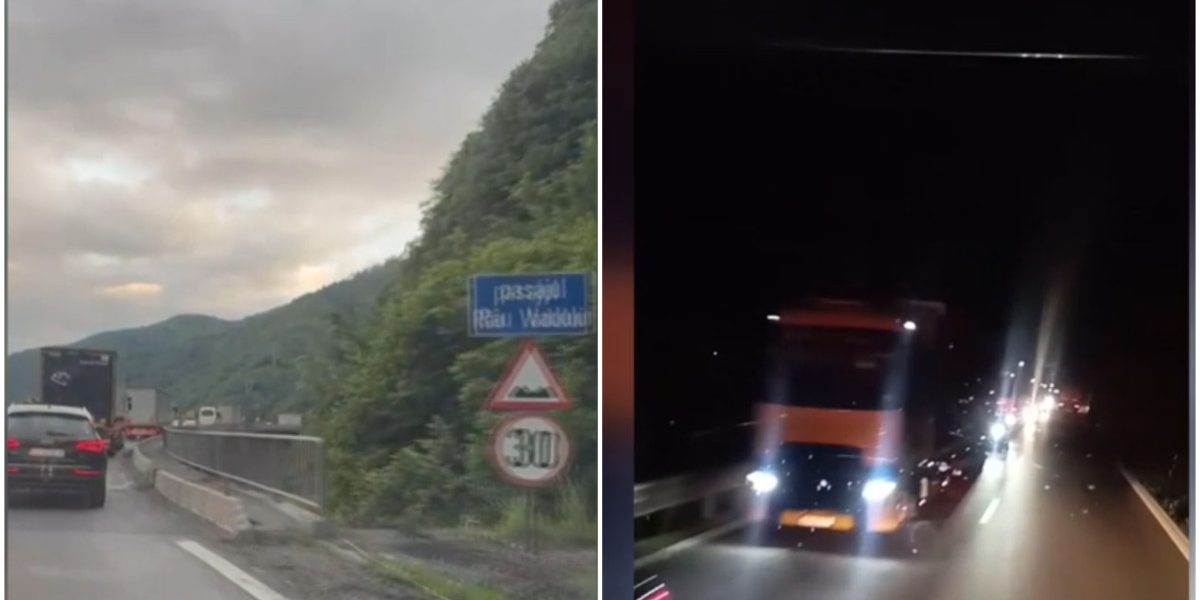Valea Oltului, blocată-n noapte. Șoferi încarcerați ore