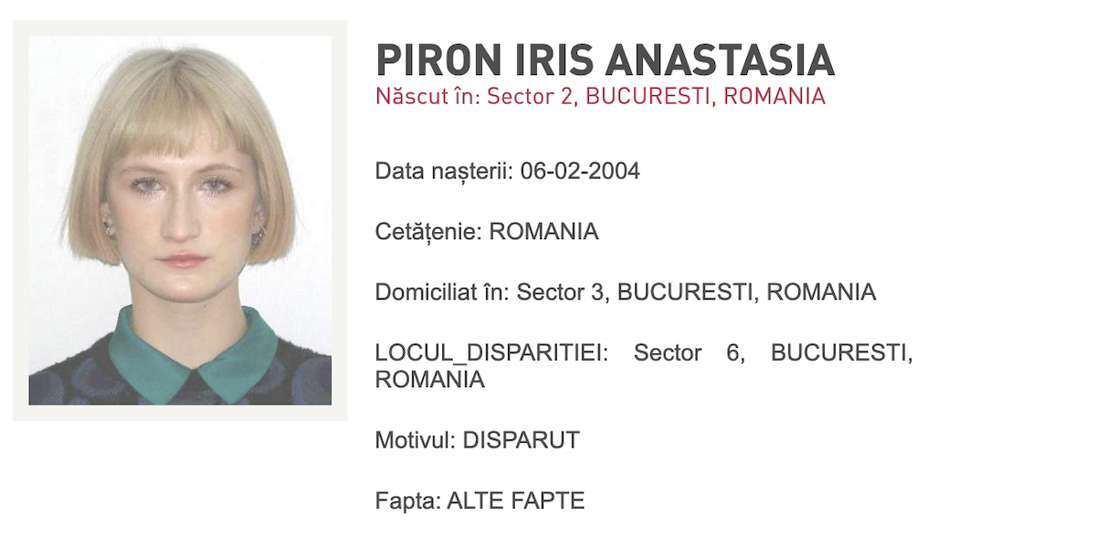 București: Tânăra de 22 de ani dispărută, emis Ro-Alert
