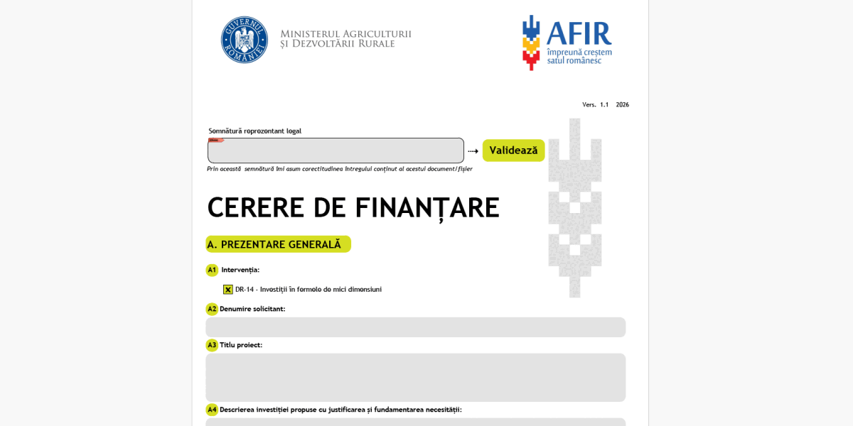 AFIR ajută fermierii: granturi UE de 50.000 EUR, cerere corectată