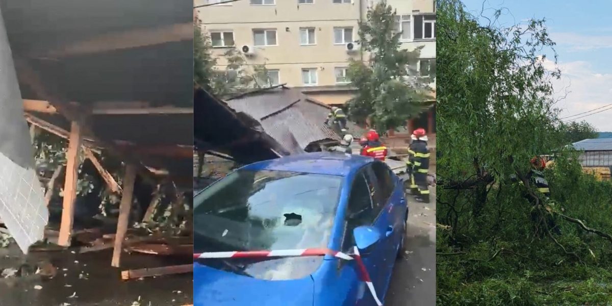 Vijelie în țară: Acoperiș zburat la Sibiu, blocaj în Argeș