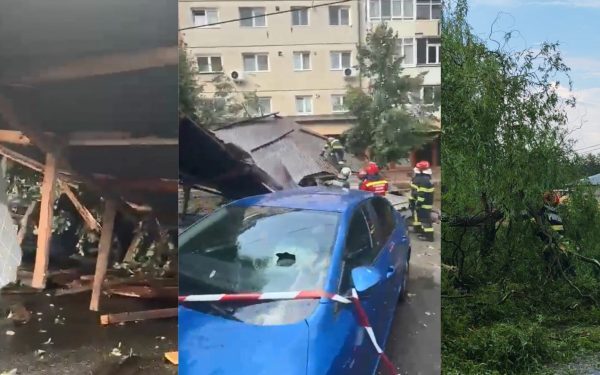 Vijelie în țară: Acoperiș zburat la Sibiu, blocaj în Argeș