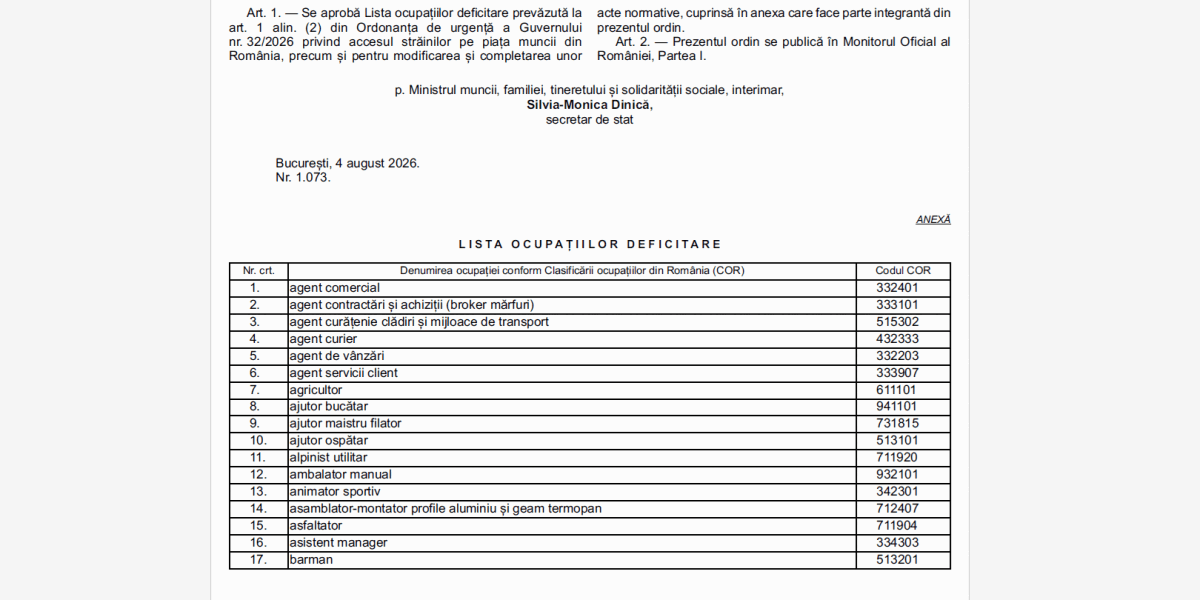 Străinii non-UE primesc noi joburi în România. Lista extinsă